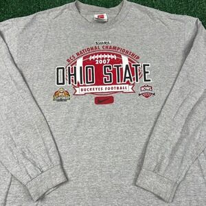 VTGNike Ohio State National Championship LS T-Shirt Mens Large Gray 2007 Y2K
